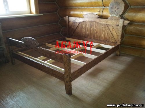 Кровать под старину "Невеста" из состаренного дерева (массив сосны), мебель под старину.Состаренная мебель, мебель из дерева, мебель из массива.